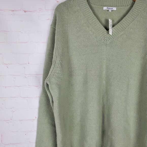 NEW Madewell Wool Blend V-neck Sweater Mens XL Green Pullover Long Sleeve Knit - Picture 7 of 13
